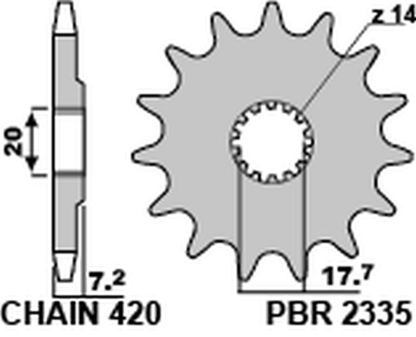 PBR gear wheel 2335 14 18NC (JTF1558.14)